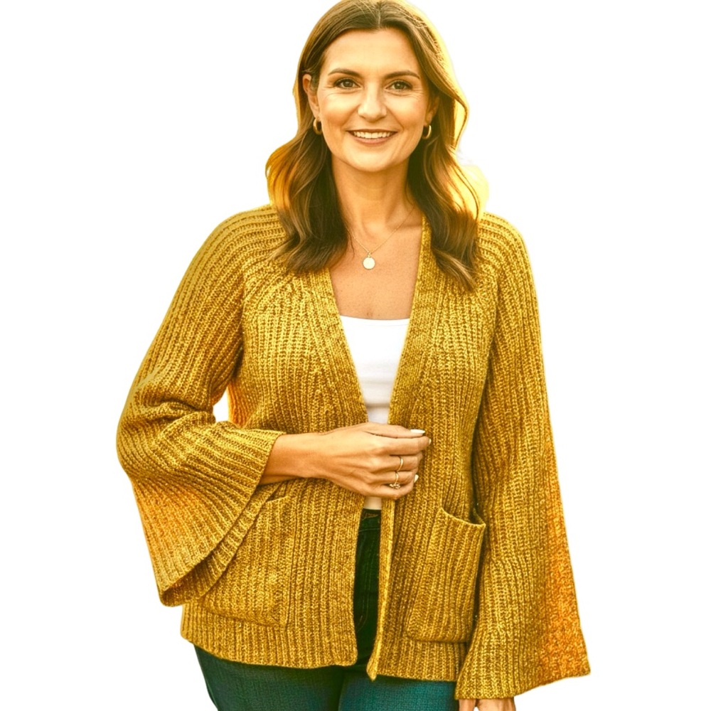 Anthropologie Lili's Closet Yellow “Sparkly Taiga Cardigan"